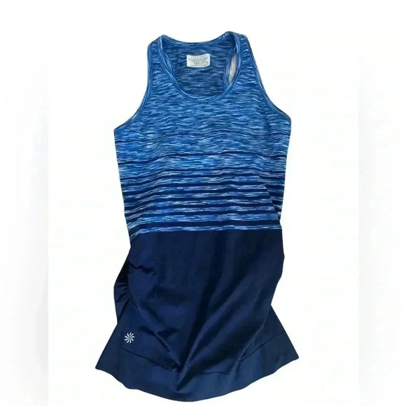 Athleta Finish Fast Racerback Tank Top Blue Stretch Style - Picture 1 of 6